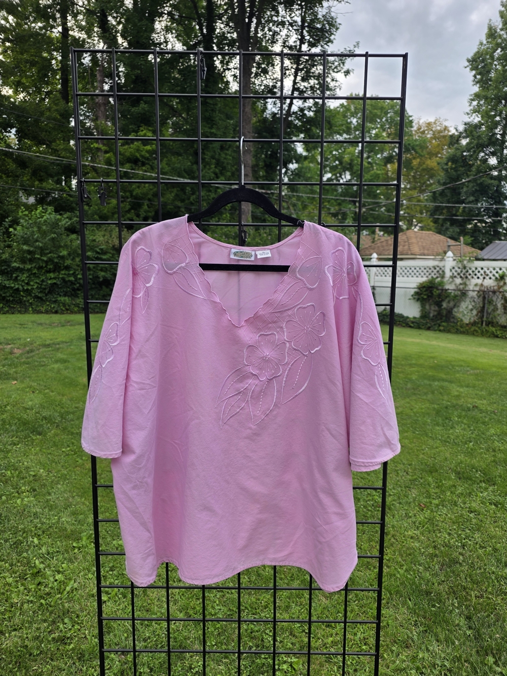 Embroidered V-Neck Pink Top by Collections ETC